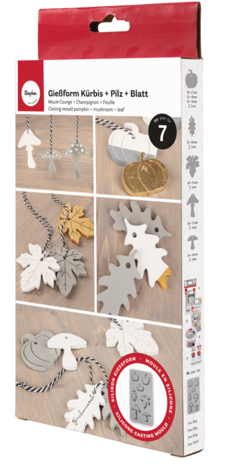 Gietvorm siliconen, pompoen, champignon, blad